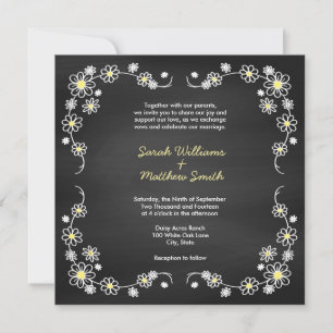 Rustikales Chalkboard Daisy Wedding Einladungen