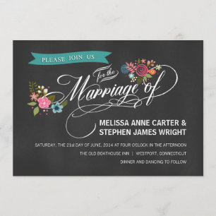Rustikales Chalkboard Floral Banner Hochzeitsempfa Einladung
