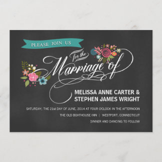 Rustikales Chalkboard Floral Banner Hochzeitsempfa Einladung