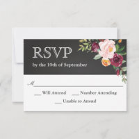 Rustikales Chalkboard Floral Wedding RSVP