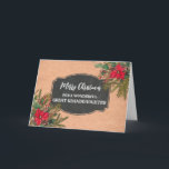 Rustikales Chalkboard Große Enkeltochter Weihnacht Karte<br><div class="desc">Frohe Weihnachten für die Urenkelterkarte mit rustikalem Kalkbrettmuster und winterlichem Laub mit Poinsettias.</div>