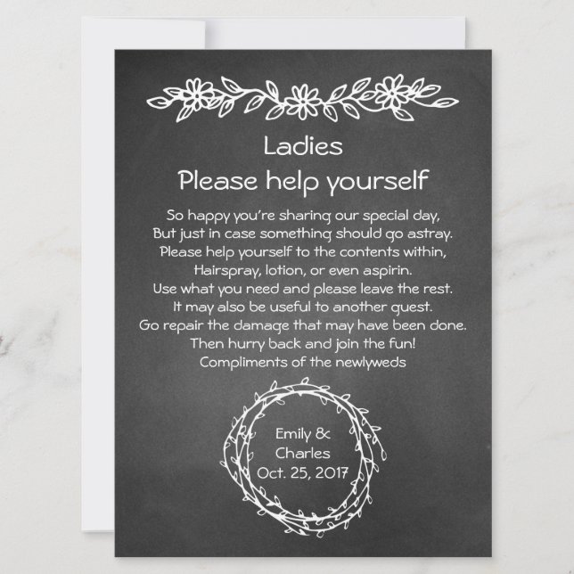 Rustikales Chalkboard-Look Hochzeitssymbol (Vorderseite)