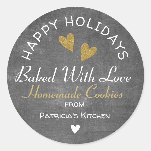 Rustikales Chalkboard mit Liebe-Holiday-Cookies ge Runder Aufkleber (Vorderseite)