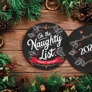 Rustikales Chalkboard "On the Naughty List". Chris Keramik Ornament
