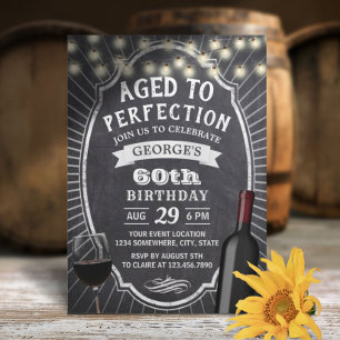 Rustikales Chalkboard Vintag 60. Geburtstagsparty  Einladung