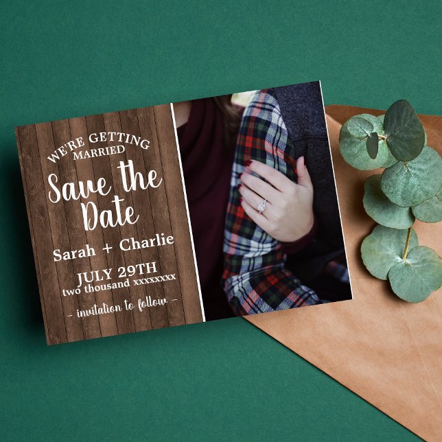 Rustikales Charm Wood Foto Hochzeit speichern das  Save The Date (Von Creator hochgeladen)