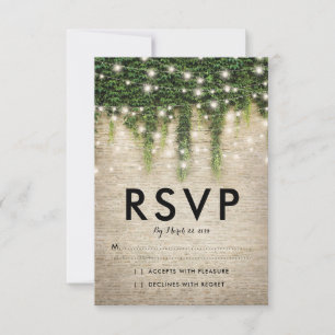 Rustikales Chateau Stone Church Lights Wedding RSV RSVP Karte