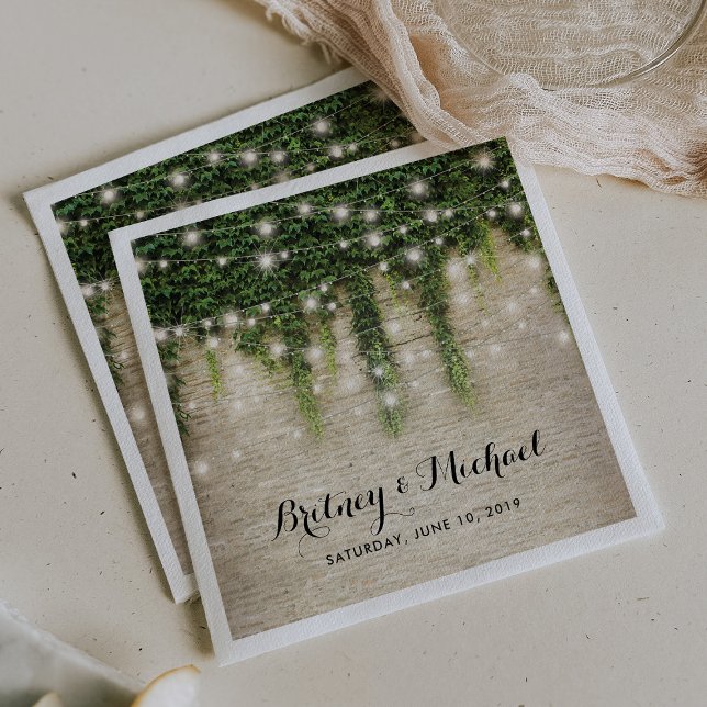 Rustikales Chateau Stone Church String Lights Wedd Serviette (Von Creator hochgeladen)