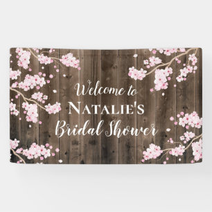 Rustikales Cherry Blossom Blumenholz Brautparty Banner