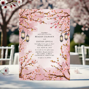 Rustikales Cherry Blossom Lantern Wedding Einladung
