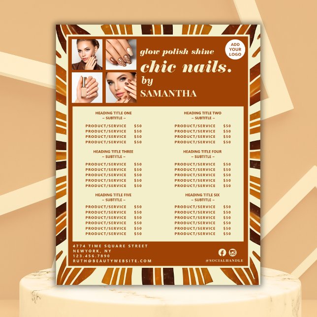 Rustikales Chic-Firmenlogo Nail-Salon-Service-List Sockelschild (Von Creator hochgeladen)