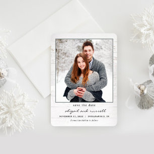 Rustikales Chic Foto Hochzeit speichern Sie die Da Feiertagskarte