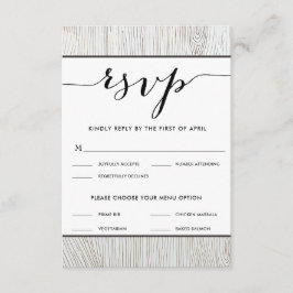 Rustikales Chic Gold Wood Wedding RSVP Menü Auswah Karte