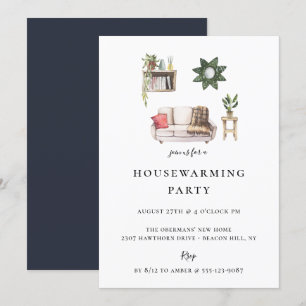 Rustikales Chic Illustriert Housewarming Party Einladung