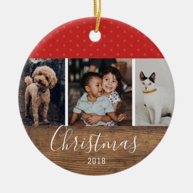 Rustikales Chic Modern Multi-Foto Keramik Ornament (Vorne)