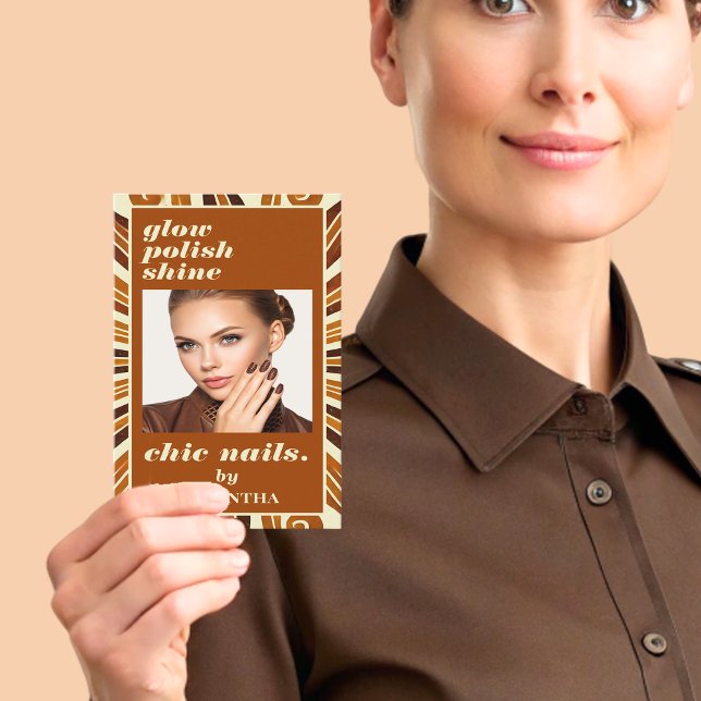 Rustikales Chic Nail Beauty Salon Business Foto Visitenkarte (Von Creator hochgeladen)