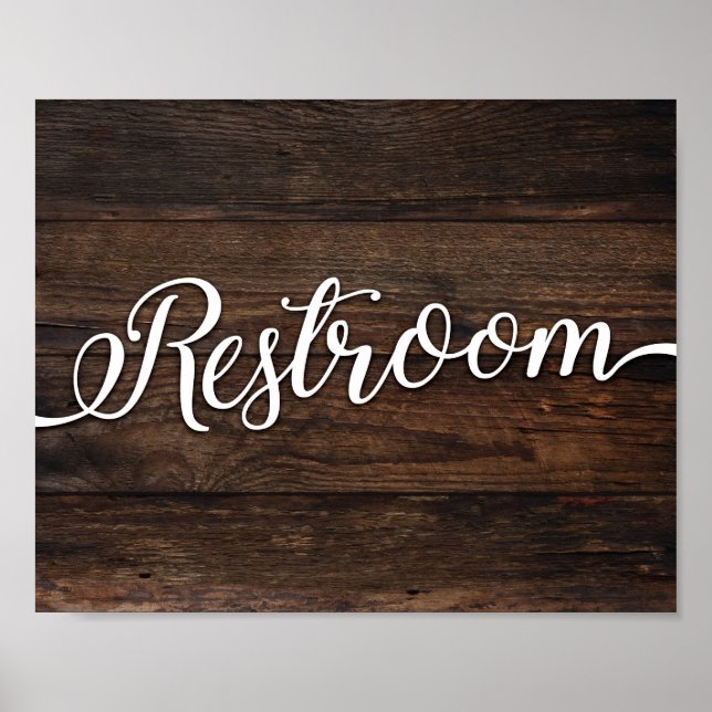 Rustikales Chic-RESTROOM-Schild Poster (Vorne)