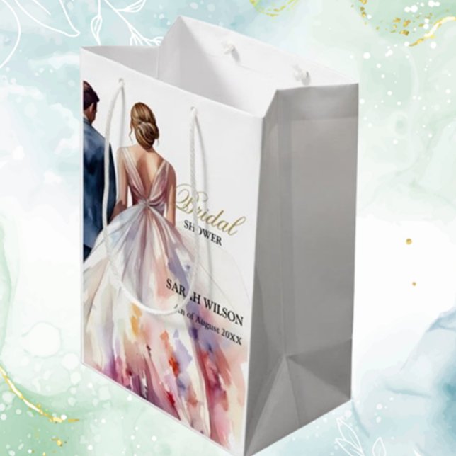 Rustikales Classic Boho Floral Brautparty Mittlere Geschenktüte (Celebrate her special day with a rustic classic boho floral bridal shower gift bag )