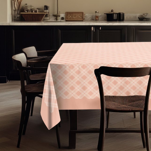 Rustikales Coral Gray Kariertes Tablett für Verans Tischdecke (Rustic Coral Grey Plaid Tablecloth for Events)