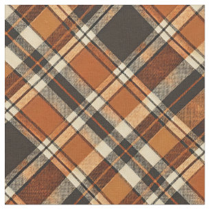 Rustikales Cotattecore Orange und Beige Kariertes Stoff