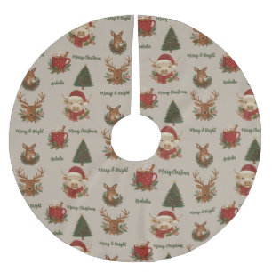rustikales Cottage-Zentrum frohe Weihnachtstiere & Polyester Weihnachtsbaumdecke