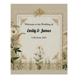 Rustikales Cottagecore-Hochzeitszeichen Poster