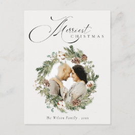 Rustikales Cotton Pine Cone Weihnachtskranz Foto Postkarte