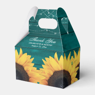 Rustikales Country Aquamarin Wood Sunflower Weddin Geschenkschachtel