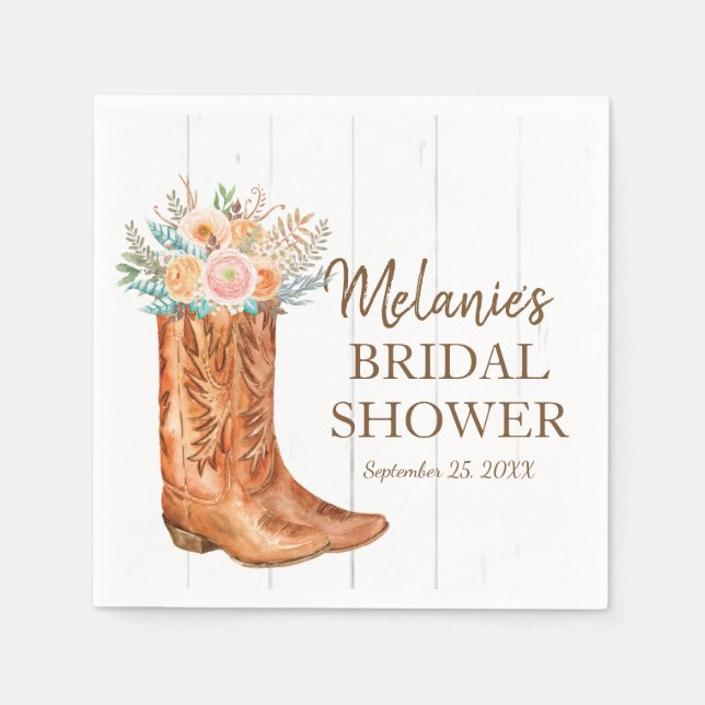 Rustikales Country Boots Bridal Couples Dusche Par Serviette (Vorderseite)