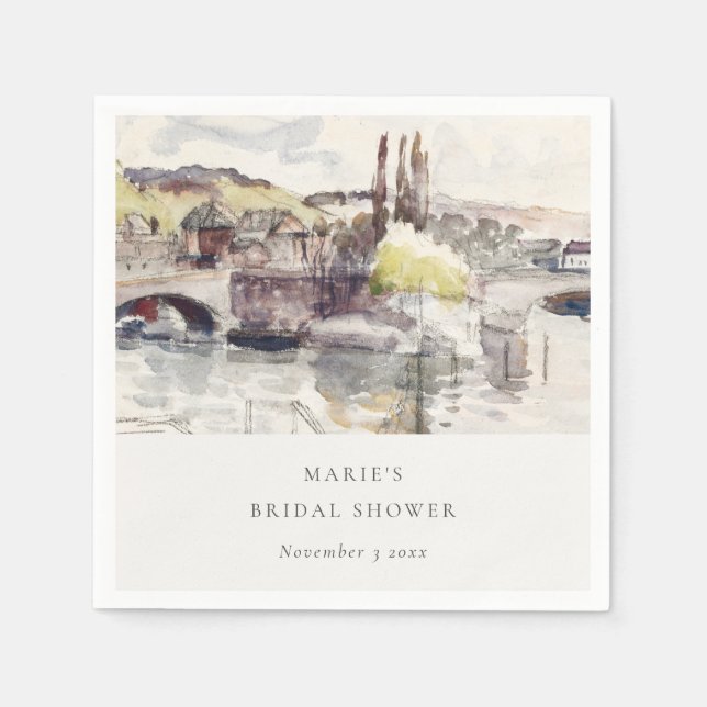 Rustikales Country Bridge Riverside Brautparty Serviette (Vorderseite)