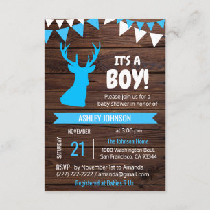 Rustikales Country Buck Deer BOY Baby Dusche lädt  Einladung
