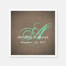 Rustikales Country Burlap Wedding Monogramm Serviette