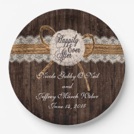 Rustikales Country Couple Foto Hochzeitsessen Pappteller