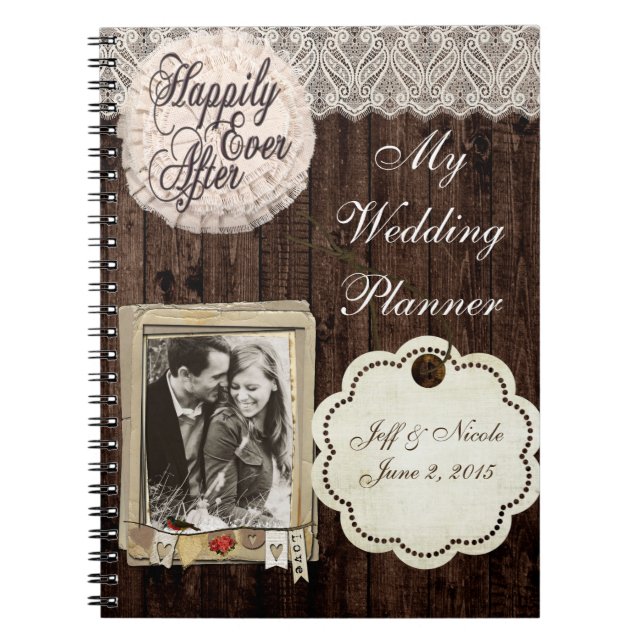 Rustikales Country Couple Wedding Planner Notebook Notizblock (Vorderseite)