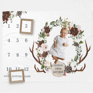 Rustikales Country Floral Baby Milestone Schuppen  Fleecedecke