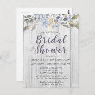 Rustikales Country Floral Barnwood Brautparty Postkarte