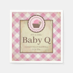 Rustikales Country Gingham Cupcake Baby Q Serviette