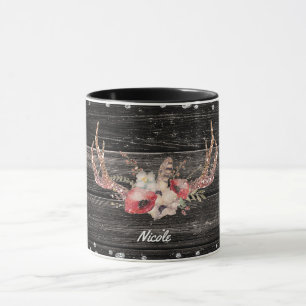 Rustikales Country Glam Blume & Antlers Chic Boho Tasse