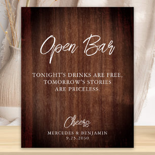 Rustikales Country Open Bar Personalisiert Wedding Poster