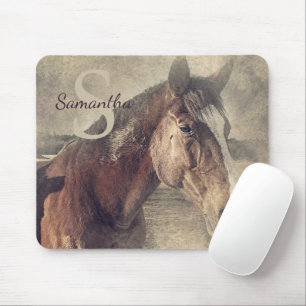 Rustikales Country Quarter Horse Monogramm Name An Mousepad