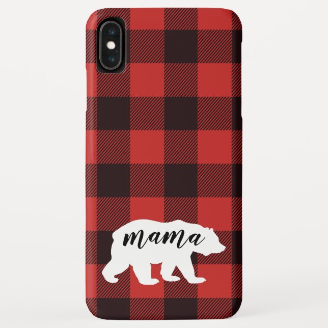 Rustikales Country Red & Black Flannel Mama Bear Case-Mate iPhone Hülle (Rückseite)