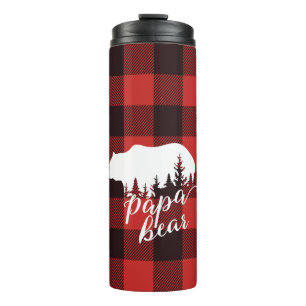 Rustikales Country Red & Black Flannel Papa Bear Thermosbecher