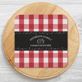Rustikales Country Red Gingham Black Chalkboard Getränkeuntersetzer