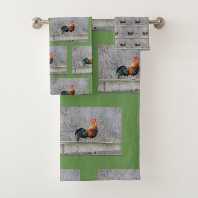 Rustikales Country Rooster Badetuch Set (Insitu)