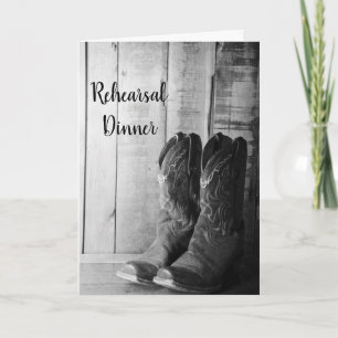 Rustikales Cowboy Boots Hochzeit Probe Dinner Einladung