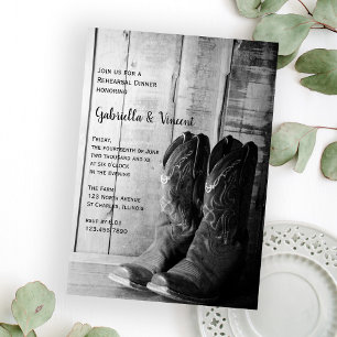 Rustikales Cowboy Boots Hochzeit Probe Dinner Einladung