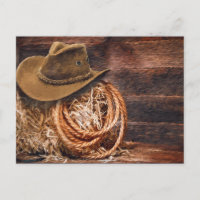 Rustikales Cowboy Hat Rope Hay Foto