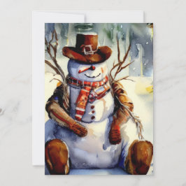 Rustikales Cowboy Snowman Weihnachtsfest Party Einladung