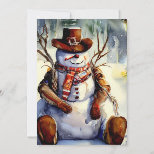 Rustikales Cowboy Snowman Weihnachtsfest Party Einladung