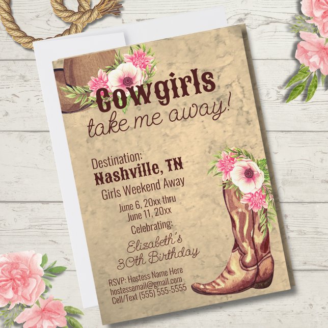 Rustikales Cowgirl 30. Geburtstag Nashville Einladung (Von Creator hochgeladen)